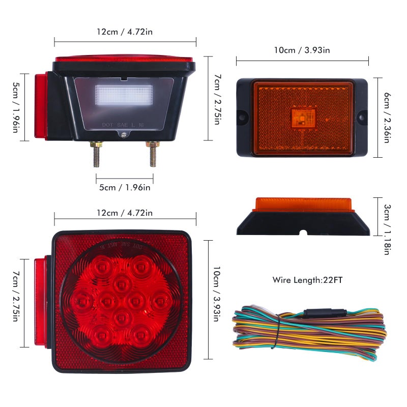 MAXXHAUL 70205 Trailer Light Kit - 12V All LED, Left and Right Waterproof Submersible for Trailers, Boat Trailer Truck Marine Camper RV Snowmobile, Red - Image 3